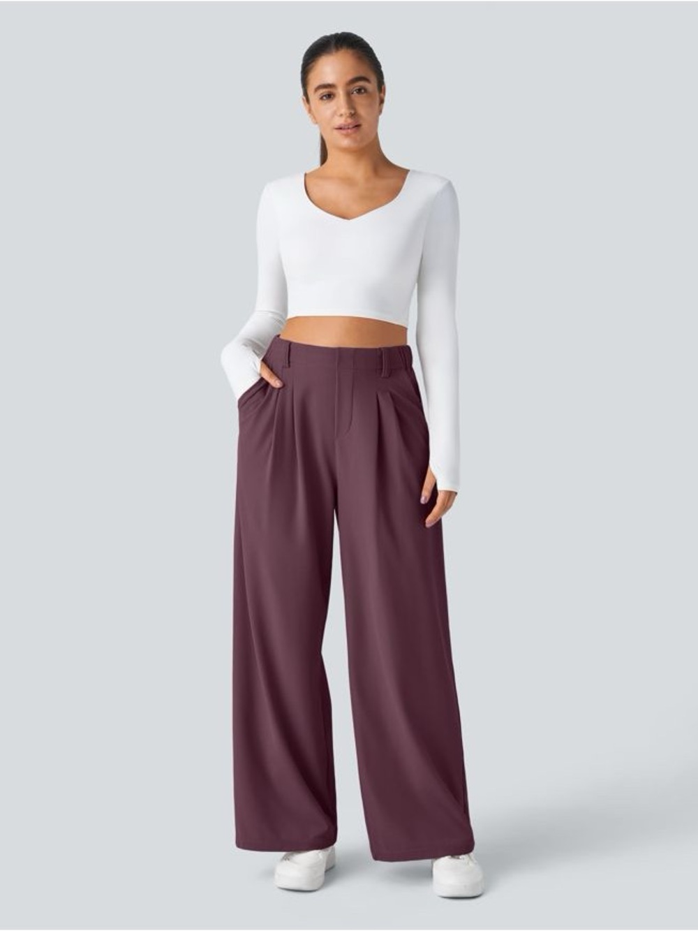 Halara Flex™ High Waisted Pocket Wide Leg Waffle Work Pants (Size M Regular)